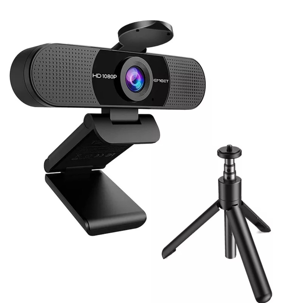 Black Webcam with Wide Lens